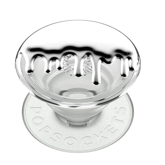 POPSOCKETS Dripping Silver Chrome Premium Phone Grip Kick Stand PopGrip - Picture 2 of 15